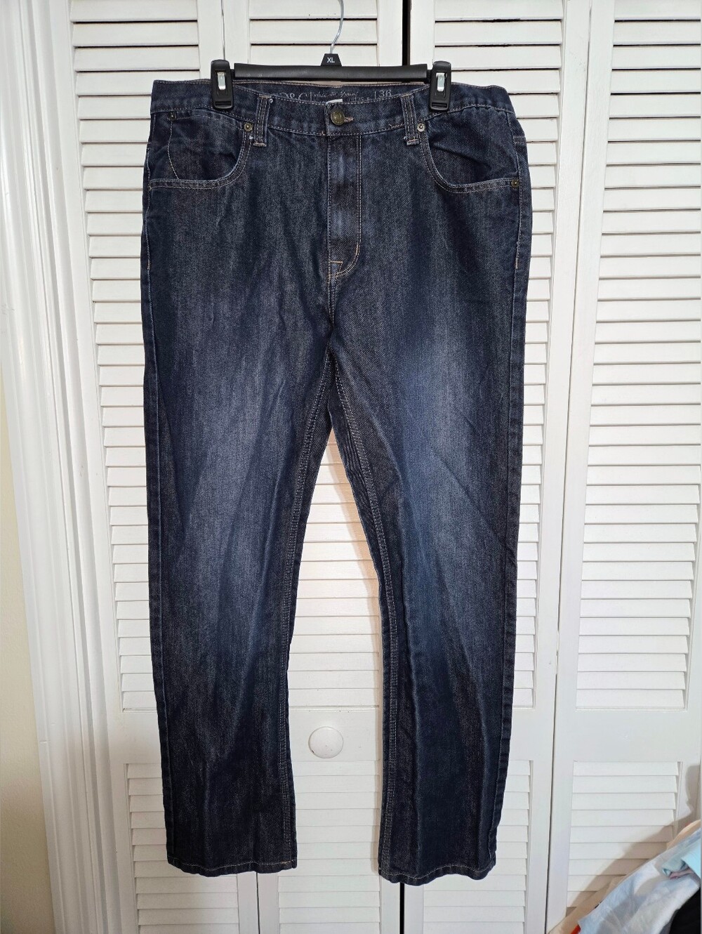 PD&C Men's 36 x 34 Dark Blue Straight - Leg Jeans